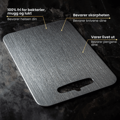 SteelBoard™ Skjærefjøl i Rustfritt Stål – Antibakteriell, Holdbar og Knivvennlig for Hygienisk Matlaging