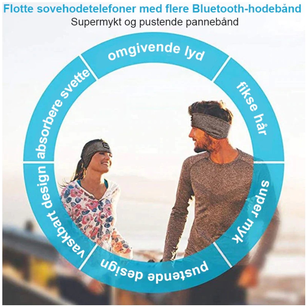 Trådløst Bluetooth-hodebånd og sove hodetelefoner Bluetooth-pannebånd Headband